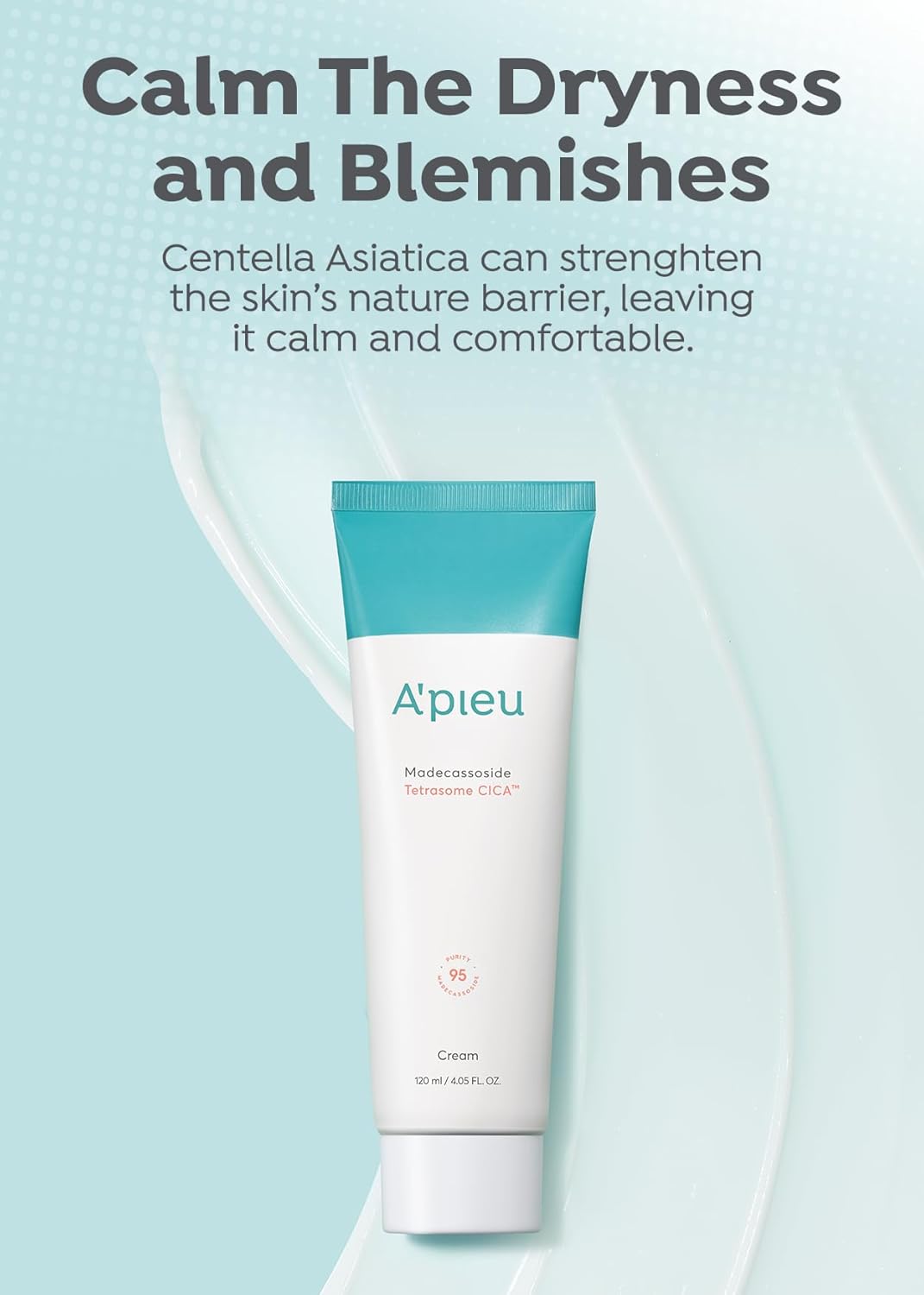 A'PIEU MADECASSOSIDE TETRASOME CICA CREAM 4.06 Fl oz / 120ml - Upgraded Absorption, Enhanced Skin Barrier, Calming Effects - Centella Asiatica, Asiaticoside, Asiatic Acid-BrightBean Baby