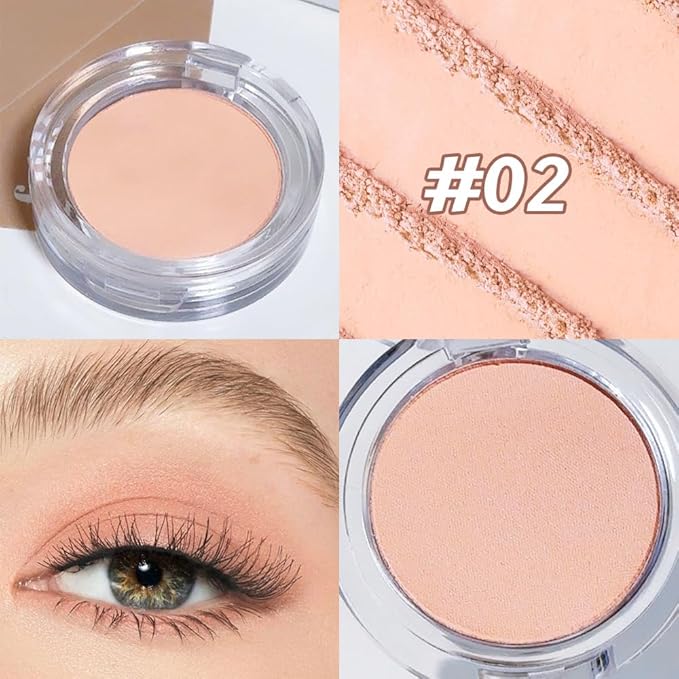 Single Mini Pressed Eyeshadow Makeup Palette, Nude Skin Color Sparkle Shimmer Glitter Monochrome Cream Eye shadows Palette Brightener Makeup for Older Women, Pigmented Waterproof 02#-BrightBean Baby