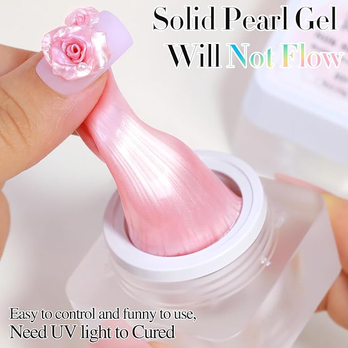 Double Rhythm 3D Nail Gel Pearl Solid Sculpting Gel for Nail Art Non-Sticky Hard Gel for Building Carving Molding Nail Extension Soak Off UV/LED Nail Art Salon Home DIY 0.5 Oz (Orange Pink-Silk 06)-BrightBean Baby