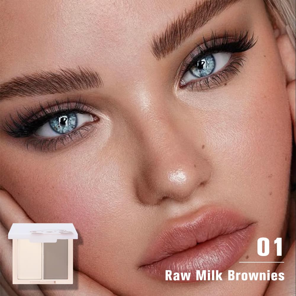 AMY'S DIARY Neutral Nude Eyeshadow Palette Makeup, 2 Colors Velvety Matte Finish, Cool-Toned Nude Taupe Eye Shadows, Natural Everyday to Eye Makeup Looks, for Brown Eyes Long Lasting Naturing-Looking-BrightBean Baby