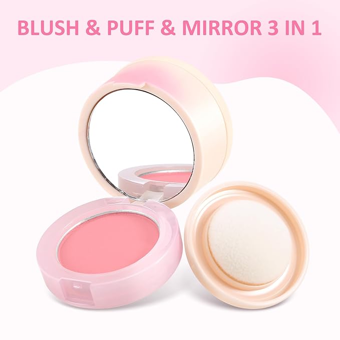 Boobeen Blush Compact for Face, Matte Powder Blush for Cheeks Powder Palette, Nude Light Blush with Puff, Blusher Makeup for a Radiant, Natural Glowing-BrightBean Baby