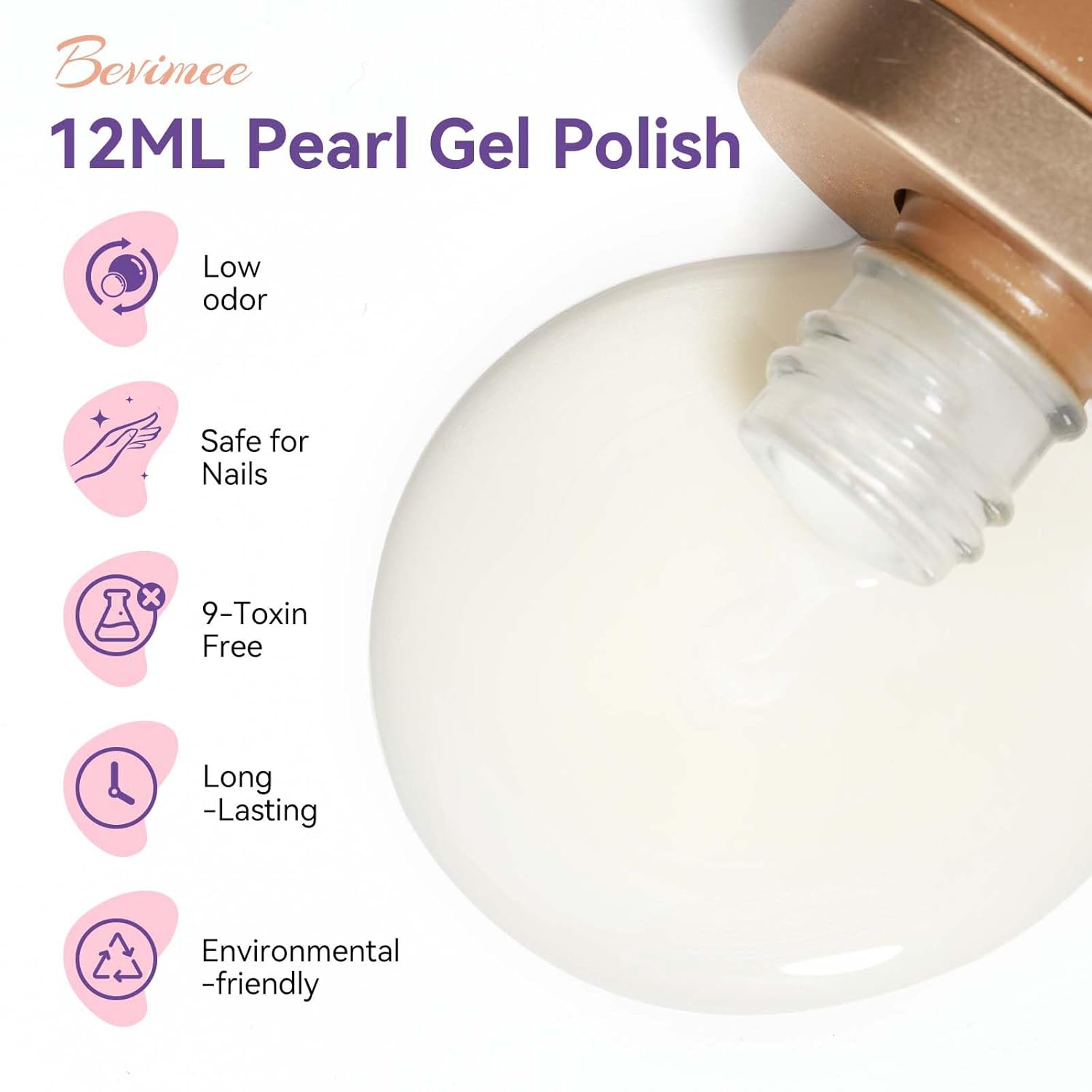 Pearl Gel Nail Polish 12ml Pearl White Mermaid Iridescent Gel Polish Chrome Aurora Nail Drawing Swirl Shell Thread Effect Pearlescent Nail Polish Soak Off UV LED Nail Art Salon Home DIY-BrightBean Baby