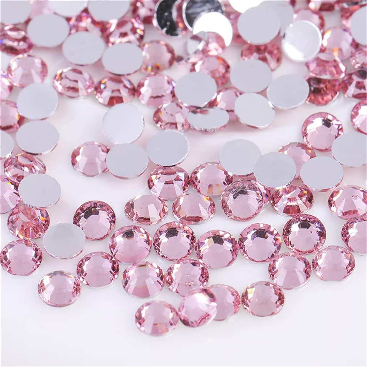 1000 Pieces SS20 5mm Flatback Rhinestones Clear Glass Round Gems Crystals for Nail Art DIY Crafts Clothes Shoes Bags （Light Pink）-BrightBean Baby