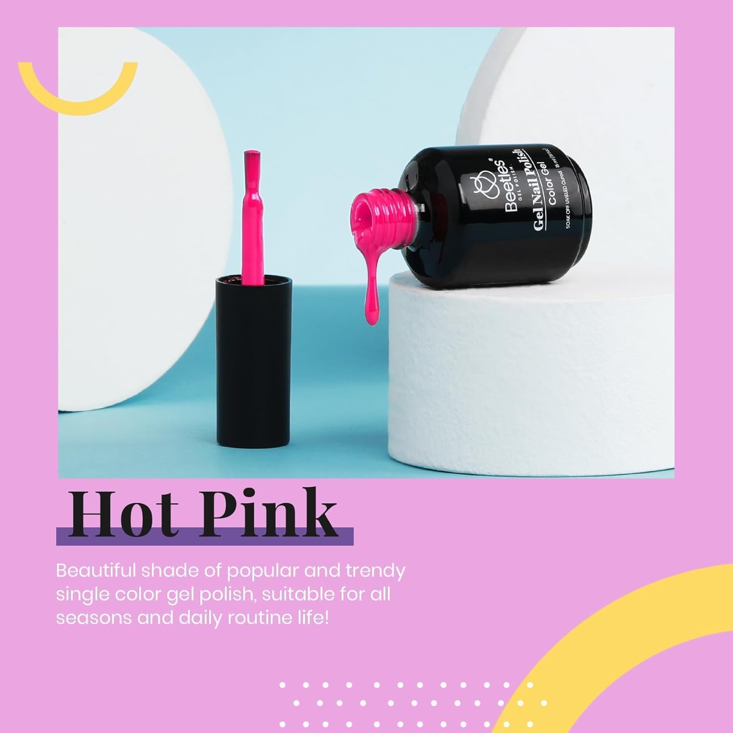 Beetles Hot Pink Gel Nail Polish 1Pcs 15ml Neon Pink Gel Nail Polish Bright Color Soak Off Uv LED Nail Lamp for Women DIY Manicure Gifts for Mom-BrightBean Baby