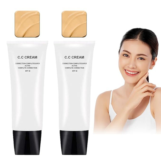NOISSUE Cc Cream Skin Tone Adjusting CC Cream SPF 50, Face Sunscreen and Foundation, Colour Correcting Self Adjusting Soft Moisturizing Skin Tone Gel Invisible Pore Light Oil-Free (2pcs-Natural)-BrightBean Baby