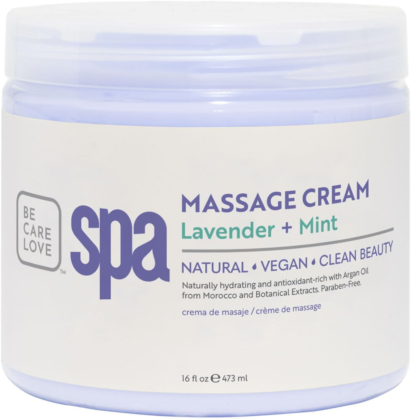 BCL SPA Massage Cream - Body Lotion & Body Cream with Organic Lavender + Mint, Shea Butter, Kelp, Arnica, Aloe Vera, Argan and Jojoba Oils - Calm, Moisturize and Soothe skin. Home/Pro Use 16 fl oz-BrightBean Baby