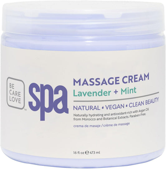 BCL SPA Massage Cream - Body Lotion & Body Cream with Organic Lavender + Mint, Shea Butter, Kelp, Arnica, Aloe Vera, Argan and Jojoba Oils - Calm, Moisturize and Soothe skin. Home/Pro Use 16 fl oz-BrightBean Baby
