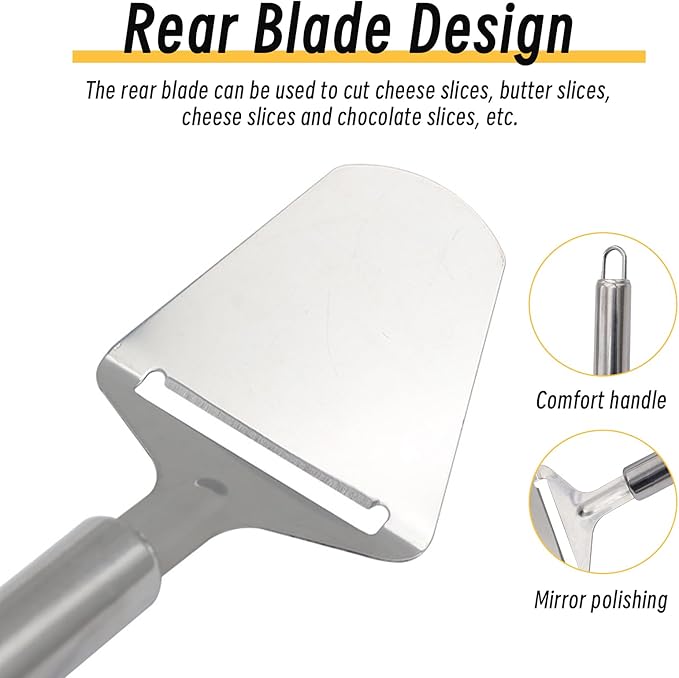 2Pcs Cheese Slicer Handheld, Small Stainless Steel Silver Cheese Peeler Planer Cutter Tools for Block Butter Squares for Kitchen Cooking