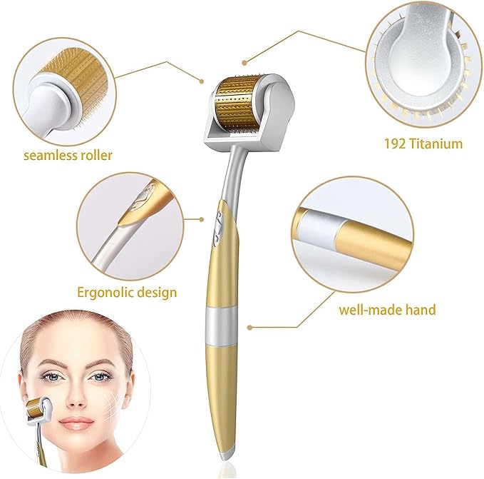Derma Roller Real Needle, 192 Titanium Microneedle Roller Face Body for Home Use - includes Storage Case-BrightBean Baby
