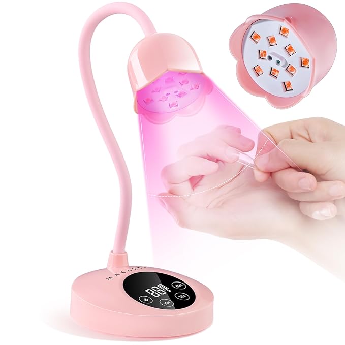 Makartt UV Nail Lamp: Flash Cure lamp UV Light for Gel Nails Polish Luminoza 30W Rechargeable LED Nail Dryer with 4 Timers & Auto Sensor Fast Curing Goosenecks Lamp for Home DIY Manicure (Pink)-BrightBean Baby