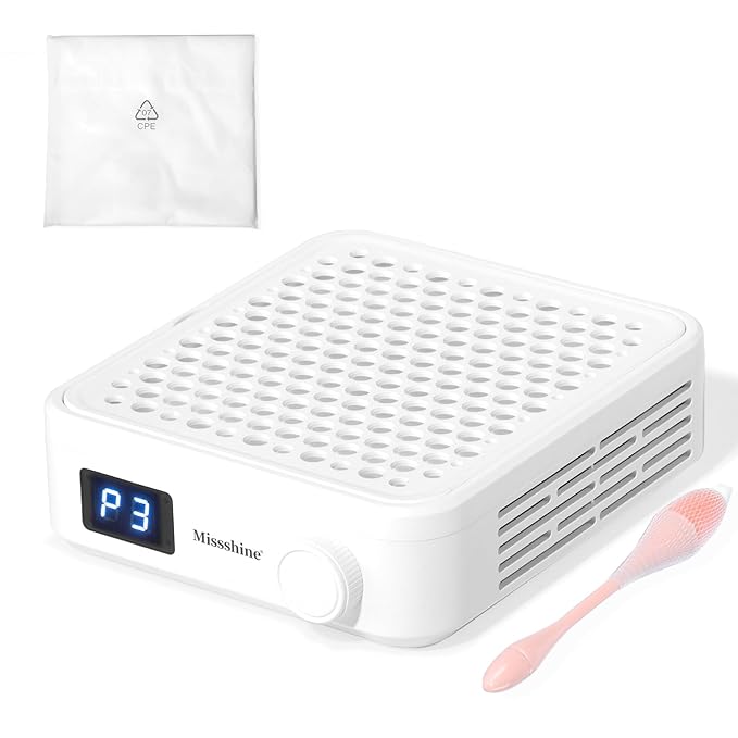 Missshine Nail Dust Collector with Adjustable Suction Power，Mini Vacuum Nail fan Dust Collector With Reusable Filter for Girls-BrightBean Baby