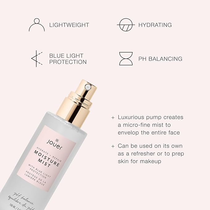 Jouer Hydrate & Repair Moisture Mist with Blue Light Protection, 100ml - Face Spray Mist Hydrating - Makeup Refreshing Mist - Vegan Friendly - Paraben, Gluten, Cruelty & Talc Free-BrightBean Baby