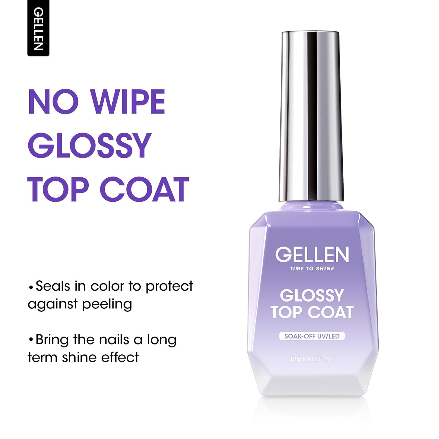 GELLEN Gel Top Coat Nail Polish- 18ml No Wipe Top Coat Gel Polish, High Gloss Shiny Long Lasting, Soak Off Nail Lamp for Home DIY and Nail Salon-BrightBean Baby