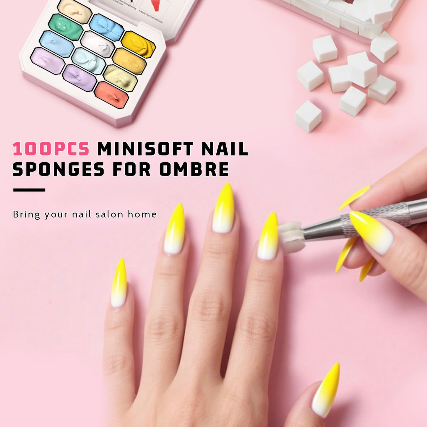 Sponge Pat Paint Nail Gel, Ombre Nails Gradient Gel Nail Blush Blooming Aura Nails Drawing Stripper Floral Painting DIY Nail Art, No Wipe, UV/LED Curing (12 Colors H)-BrightBean Baby