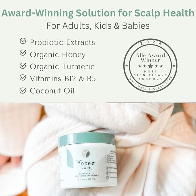 Yobee Ultra Gentle Soothing Scalp Mask - Dry Scalp Treatment Hair Mask Safe For Sensitive Baby Skin - Probiotic Infused - For Sensitive Scalp & Cradle Cap - For Babies, 4 fl oz-BrightBean Baby