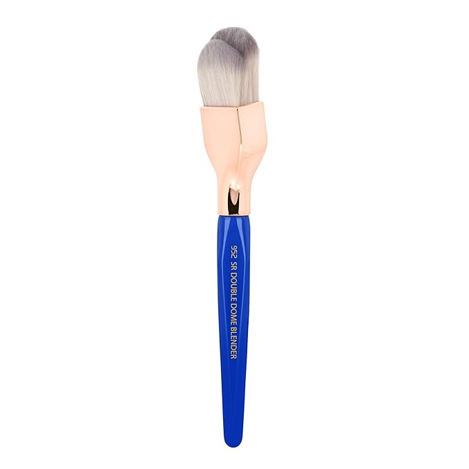 Bdellium Tools Professional Makeup Brush - Golden Triangle 952 Small Rounded Double Dome Blender - With All Vegan and Soft Synthetic Fibers, For Application & Blending (Blue, 1pc)-BrightBean Baby
