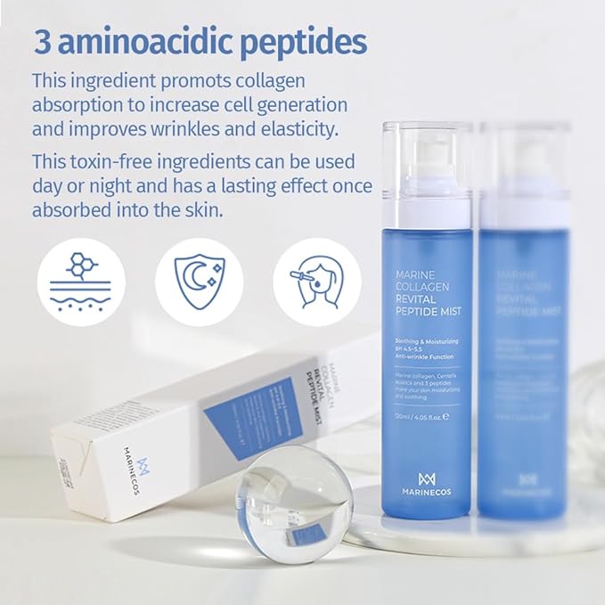 Marine Collagen Revital Peptide Mist 120ml ㅣ Fine Facial Spray for Hydration Soothing Glow ㅣ Daily Moisture Mist with Centella and Peptides-BrightBean Baby
