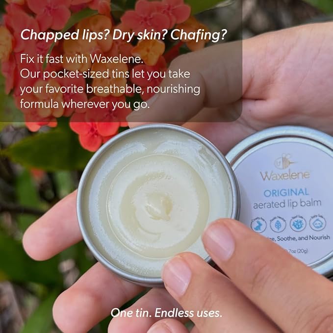 Waxelene Original Aerated Lip Balm Tin, Best Lip Balm Ever Organic Calming Multipurpose Ointment Baby Eczema Dry Sensitive Skin Body Face Moisturizer-BrightBean Baby