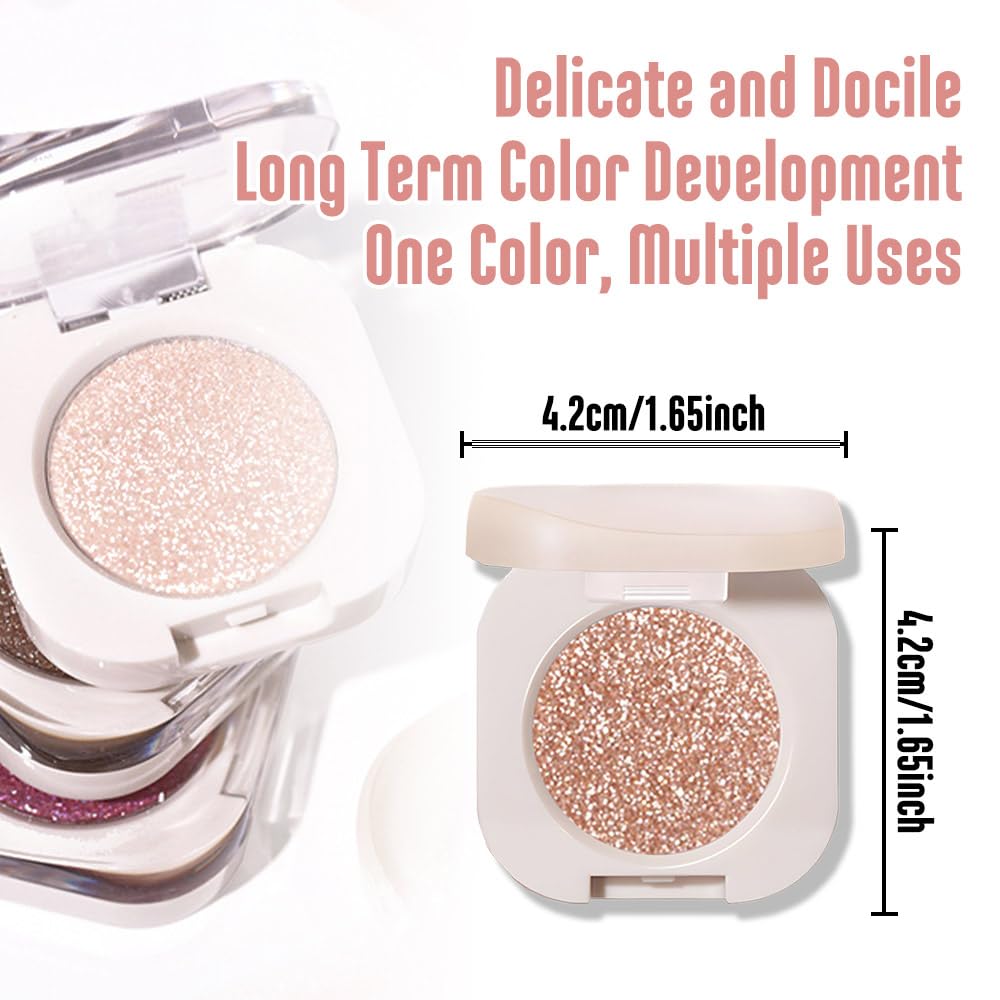 Glitter Eyeshadow Palette,Shimmer Light Nude Eyeshadow Makeup,Neutral Shiny Pressed Powder,Single Vegan Eyeshadow,Highly Pigmented Natural Eyeshadow Palette,Monochrome Long Lasting Glitter Eye Make 09-BrightBean Baby
