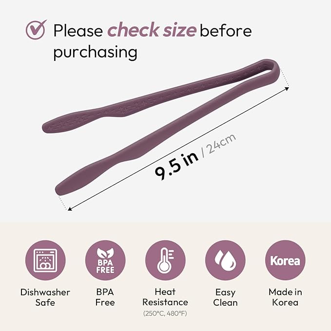 carrotez Silicone Tongs for Cooking, Anti-Slip,Non-Scratch Kitchen Tongs 9.5 inch Silicone Tongs 1Pack - Burgundy