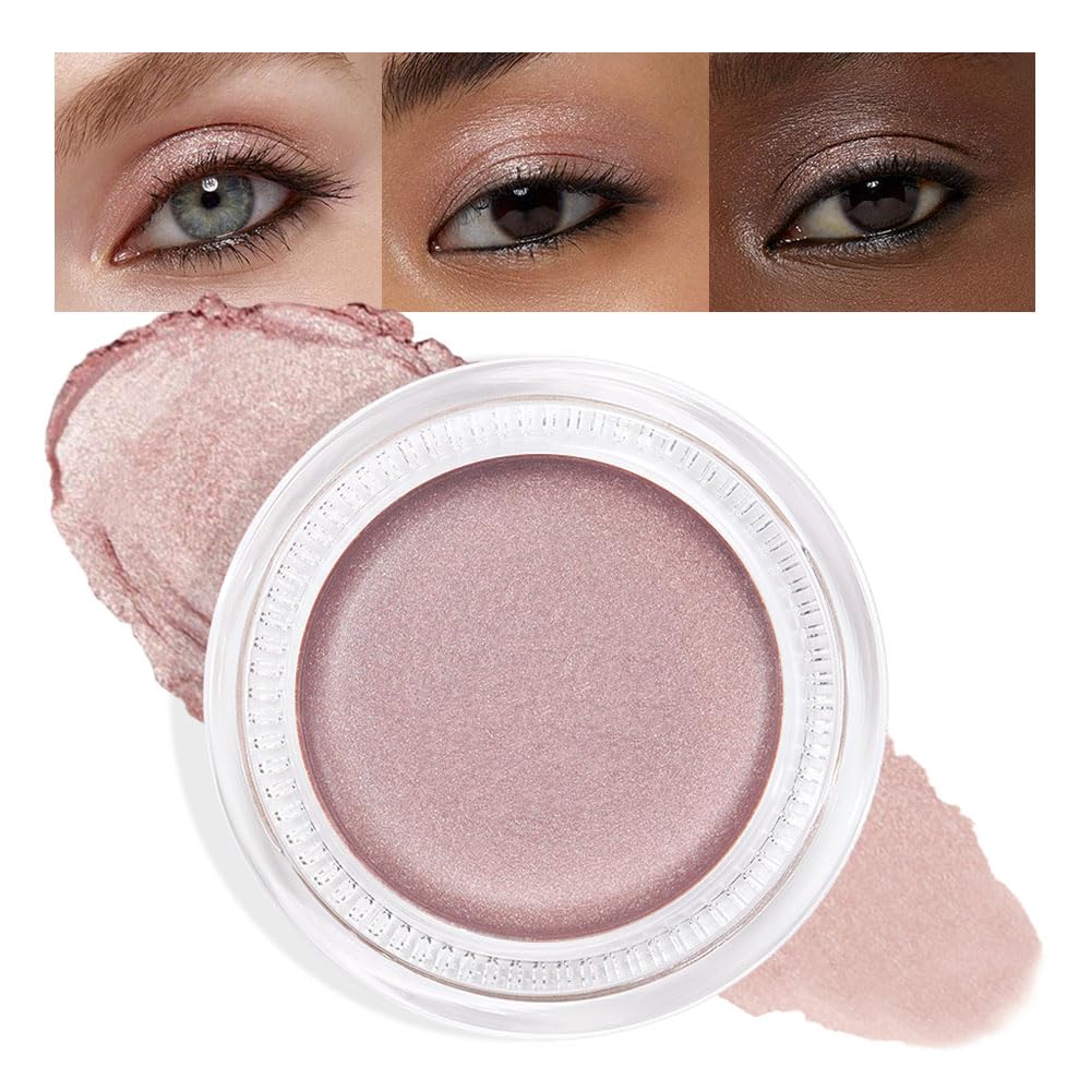 Cream Glitter Champagne Shimmer Metallic Eyeshadow Palette Makeup, Natural Single Mini Instant Holographic Eyeshadow For Women, Sombras Crema Para Ojos, Talc, Paraben&Cruelty Free, 17-BrightBean Baby