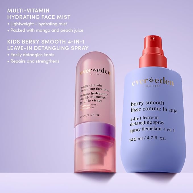 Evereden Kids Multi-Vitamin Hydrating Face Mist | Nourishing Face Spray, Preppy Skincare Essential for Ages 6+ | Clean Formula Safe for Sensitive Skin | Multi-Vitamin Complex, Peach & Mango Juice-BrightBean Baby