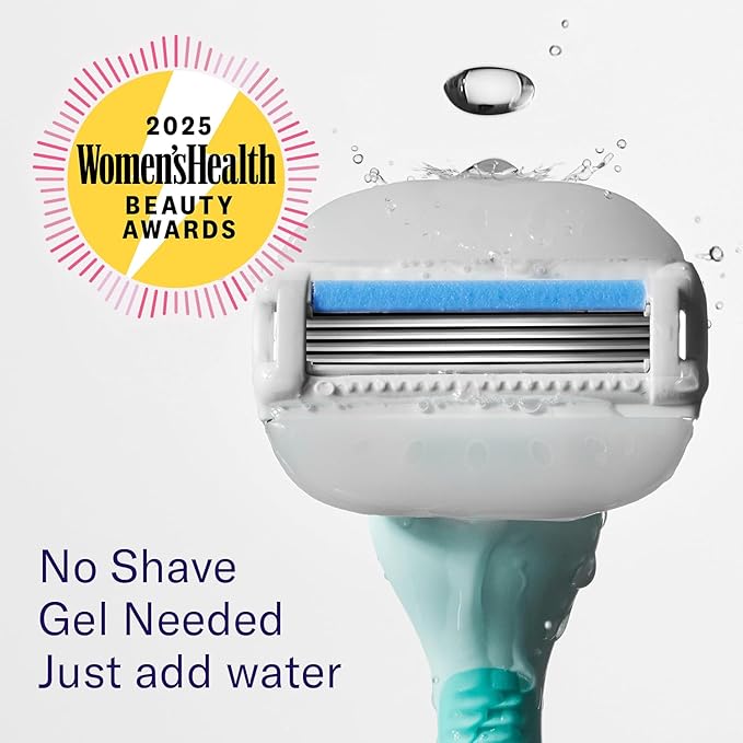 Flamingo Moisture Plus Women's Razor Set - Razor Handle, 4 Blade Refills, Shower Holder - Seafoam-BrightBean Baby