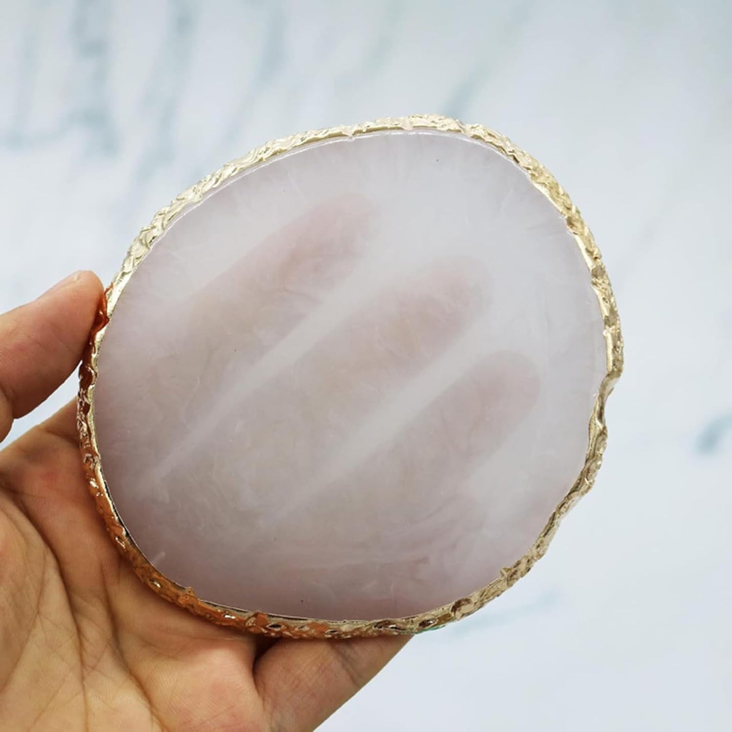 2 Pcs Resin Nail Palette Nail Polish Palette Nail Art Palette with Stainless Stirring Rod (Gray and Green)-BrightBean Baby