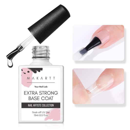 Makartt Base Coat Nail Polish 15ml – Extra Strong, Long-Lasting Gel Base Coat & Nail Glue for Small Nail Charms, Press-On Nails, UV/LED Lamp Required, Clear Foundation for Salon & DIY Home Use-BrightBean Baby