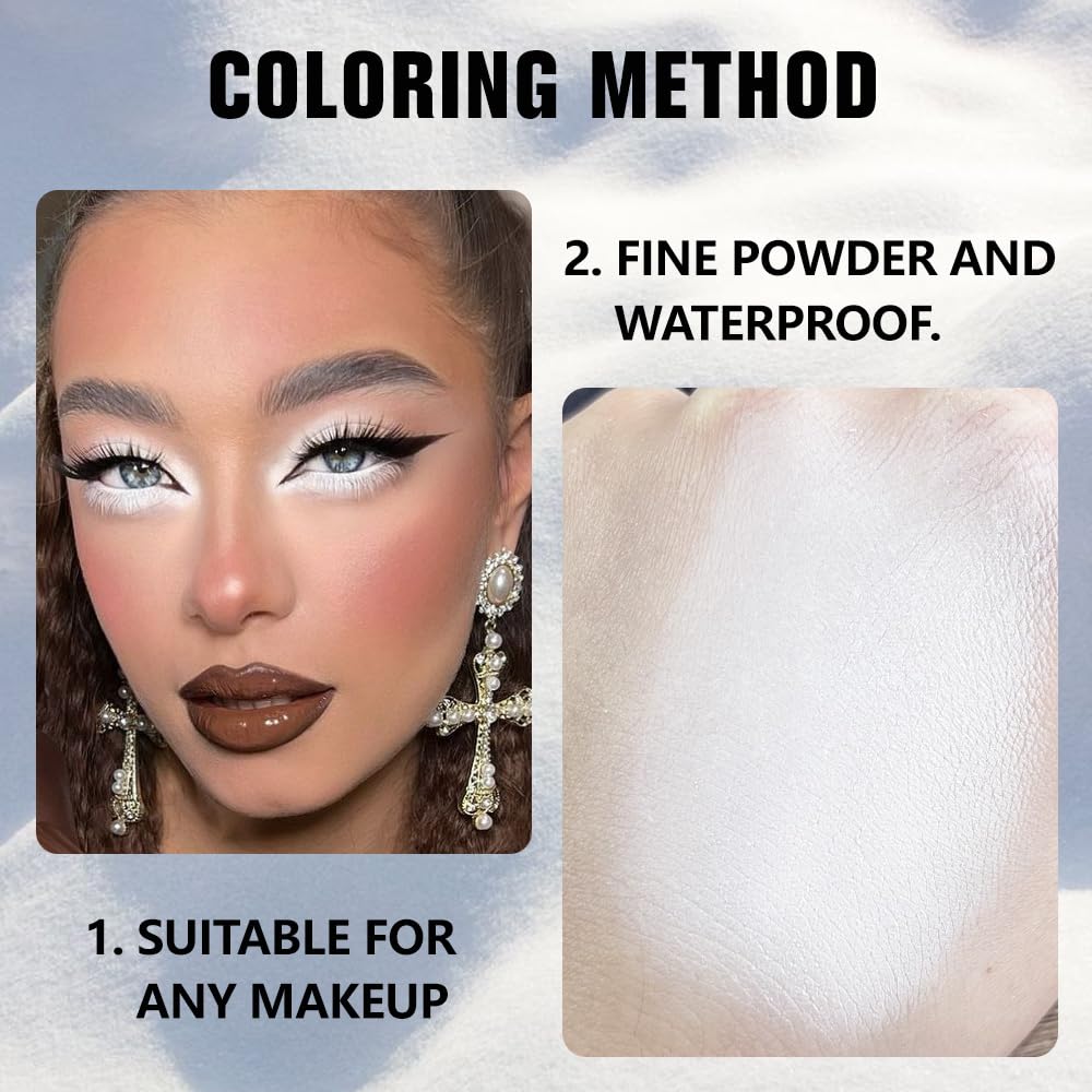 Buildable Matte Eyeshadow Makeup Palette Single - White Shades | Creamy Pressed Powder for Easy Blending | Mini Travel Palette for Women | Everyday Natural Eye Makeup-BrightBean Baby