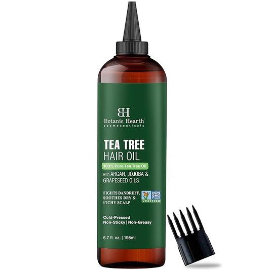 Botanic Hearth Tea Tree Oil For Hair (6.7 Fl Oz) | With Jojoba & Grapeseed Oils | Soothes Itchy Scalp & Fights Dandruff | Non Gmo Verified-BrightBean Baby