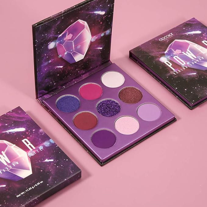 docolor Eyeshadow Palette 9 Colors Gemstone Shadow Palette Highly Pigmented Mattes Shimmers Smokey Glitter Cream Colorful Powder Blendable Long Lasting Waterproof Makeup Palette-Purple-BrightBean Baby