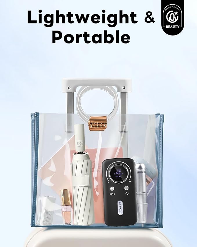 CozyZen Cordless Nail Drill Professional: 45000 RPM Rechargeable Electric Nail File Kit, Portable & Low Noise for Acrylic, Gel Nails, Manicure & Pedicure - Salon & Home Use-BrightBean Baby