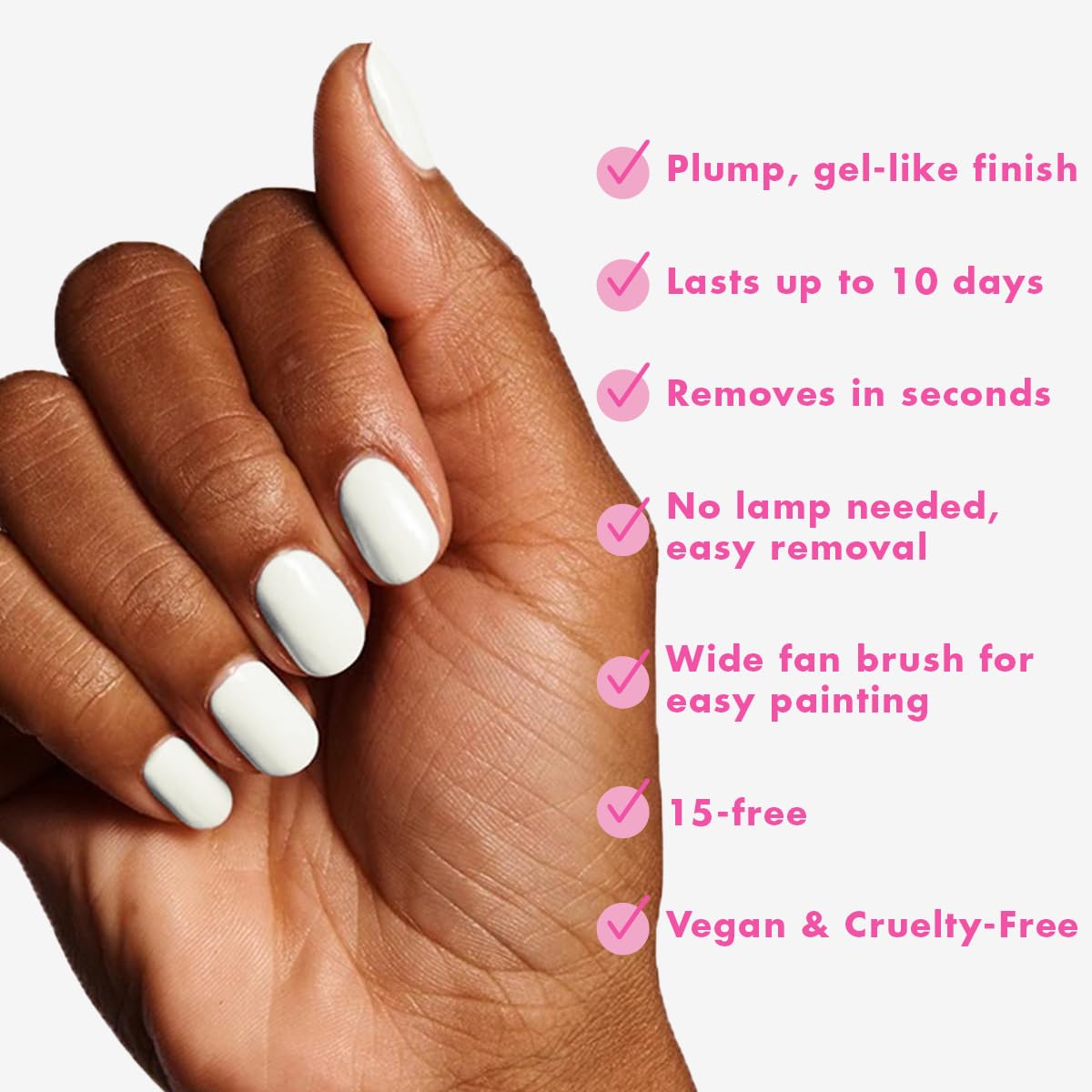Olive & June Long Lasting Nail Polish | Plump, Gel-Like Finish No Lamp Needed | Lasts up to 10 days | Salon-Quality Color at Home | 15-Free, Vegan & Cruelty-Free Chip-Resistant Shine | HD Crisp White-BrightBean Baby