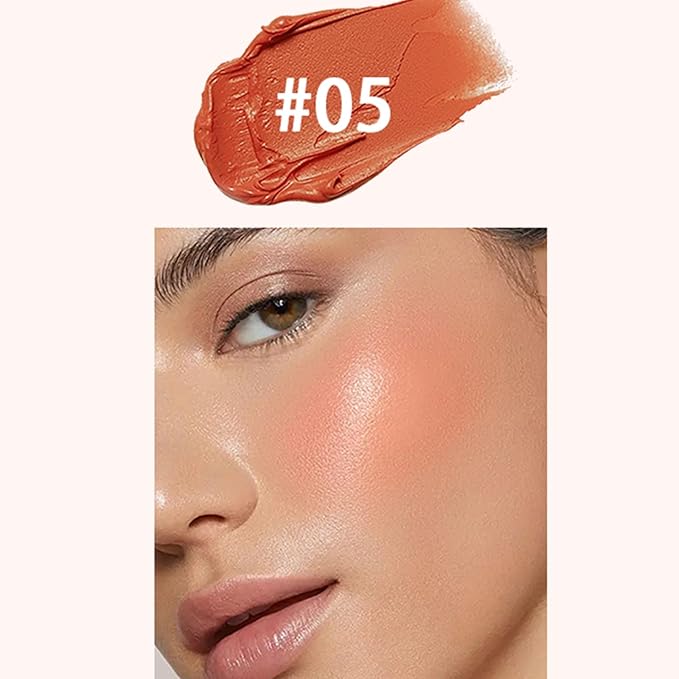 Blush for Cheeks - Buildable Cream Blush, 3-in-1 Blush Stick Makeup for Cheek Lip Eyeshadow Contour, Tint Blush Blam for Mature Skin Women Girl Make Up Gift (Tangy Citrus #5)-BrightBean Baby