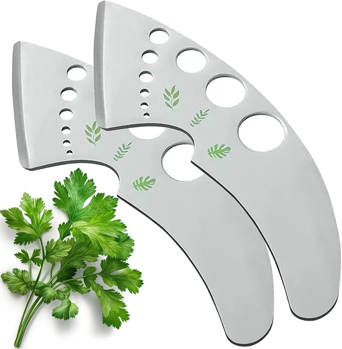 Herb Stripper 9 Holes, Stainless Steel Kitchen Herb Stripping Tool Loose Leaf Kale Razor Metal Leaf Pealer for Kale, Chard, Collard Greens, Thyme, Rosemary, Basil (2Pcs)