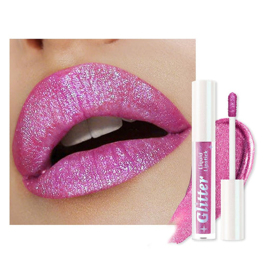 Light Purple Metallic Lipstick for Women,Lightweight Glitter Sparkling Liquid Lipsticks,Shimmer Lip Gloss Stain Long Lasting Waterproof Smudge Proof Non-Drying 24 Hour Full Coverage Lip Makeup,Vegan-BrightBean Baby