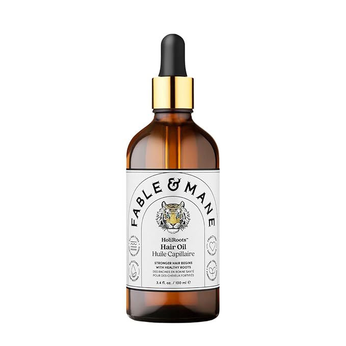 Fable and Mane Hair Oil - HoliRoots Strengthening Serum for Damaged, Frizzy Hair with Amla, Castor Oil for Hair Health - 3.4FL oz-BrightBean Baby