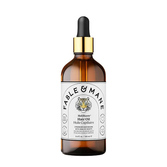 Fable and Mane Hair Oil - HoliRoots Strengthening Serum for Damaged, Frizzy Hair with Amla, Castor Oil for Hair Health - 3.4FL oz-BrightBean Baby