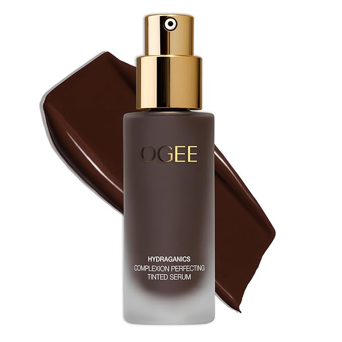 Ogee Complexion Perfecting Liquid Foundation - Lightweight Tinted Moisturizer For Face (Mahogany 14.5N - Deep Cocoa (Rich Undertones) - with Vitamin C & Jojoba Oil - Certified Organic & Made in USA-BrightBean Baby