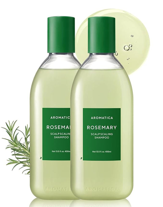 AROMATICA Rosemary Scalp Scaling Shampoo (2 packs) - Korean Hair Care with Thinning Hair Loss Natural Rosemary Essential Oil for Women Hair Growth - Free from Sulfate, Silicone, and Paraben (13.53 oz)-BrightBean Baby