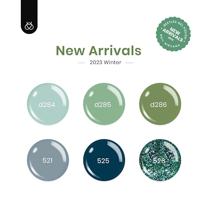 Beetles Green Gel Nail Polish Set - 6 Colors Green Gray Blue Glitter Nail Gel Polish Soak off Uv Gel Nail Art Manicure Gifts for Women-BrightBean Baby