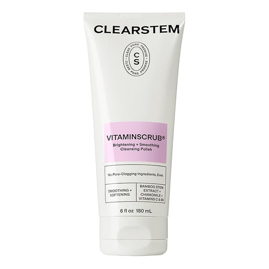 CLEARSTEM - VITAMINSCRUB - Antioxidant-Infused Scrub Cleanser - Exfoliating Face Wash + Body Scrub - Vitamin C, Hemp, Bamboo - Skin Care Products - Gluten Free, Cruelty Free - 6 fl oz / 177ml-BrightBean Baby