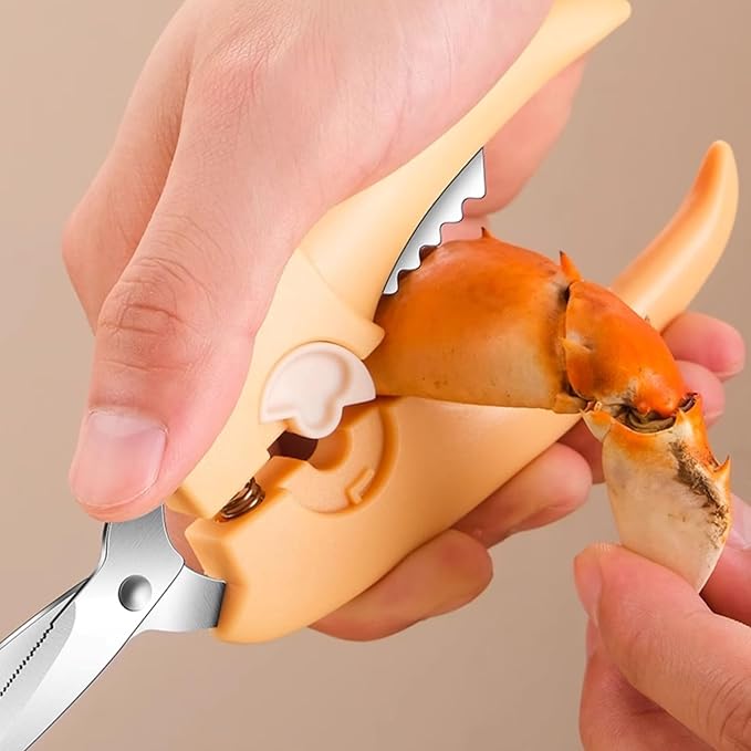 ACCUFINE Crab Crackers and Tools Yellow in Case Set for Party Crab Scissors for Cutting the Shell Lobster Crackers and Picks Sets with Carrying Case Seafood Scissor Shrimp (yellow)