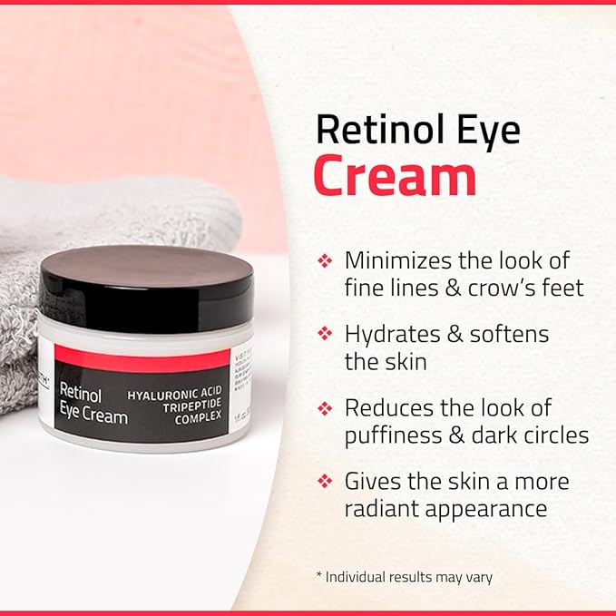 YEOUTH Retinol Eye Cream with Hyaluronic Acid, Hydrating Under Eye Cream for a Refreshed Appearance, Retinol Cream for Face, Eye Care 2oz-BrightBean Baby