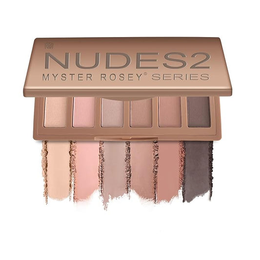 Nudes 2 Series Mini Eyeshadow Palette, Velvety Matte&Satin Finish, 6 Nude Taupe & Brown Neutral Eye Shadows, Travel Friendly Size, Vegan, Cruelty -free-BrightBean Baby