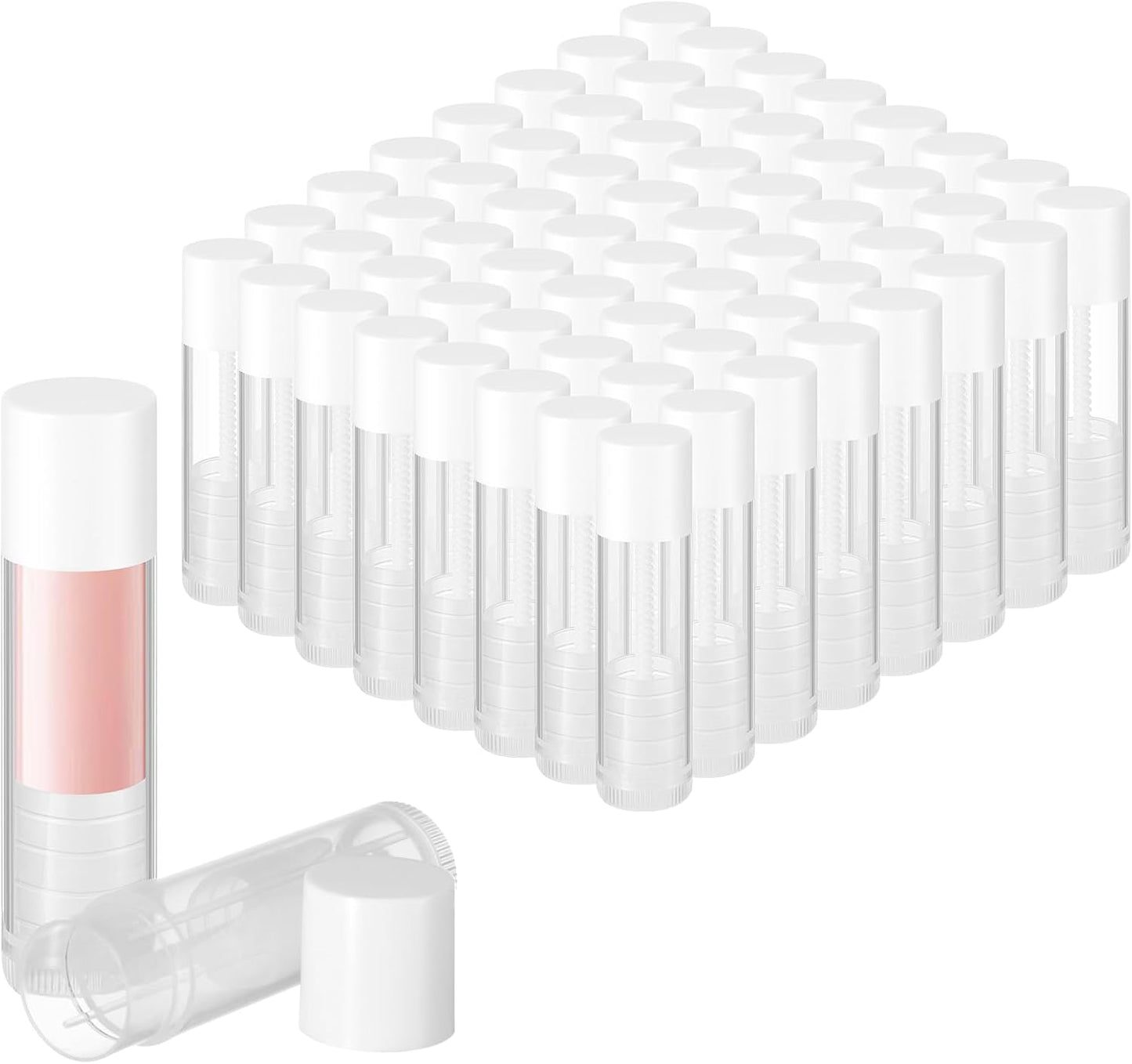 Maitys 64 Pcs Lip Balm Tubes 5 ml Empty Lip Gloss Balm Containers Refillable Rotatable Plastic Lipstick Tubes DIY Lip Gloss Holder for DIY Cosmetic (Clear)-BrightBean Baby
