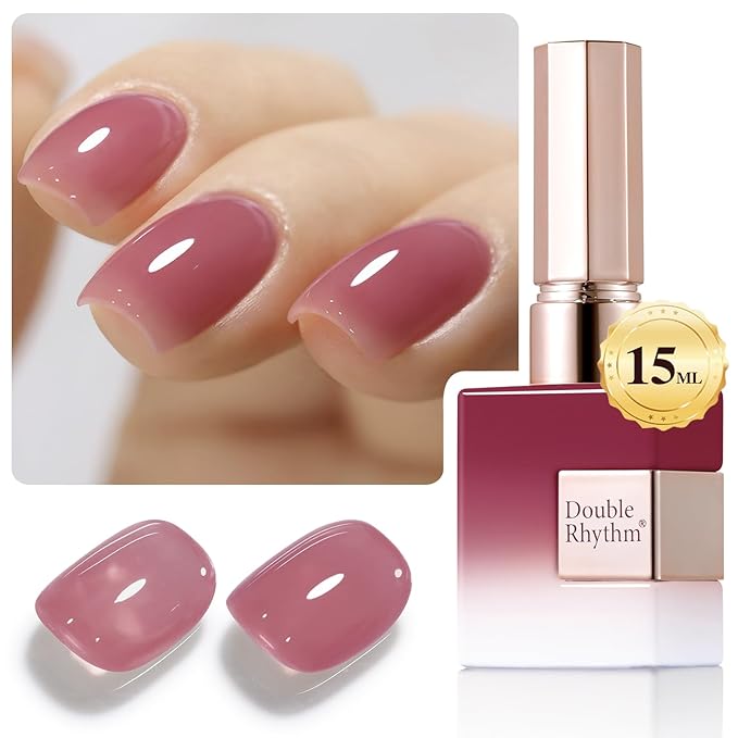 Double Rhythm 0.50 OZ Translucent Gel Polish Same Color Same Bottle Sheer Pastel Neutral Natural Milky 15 ML Jelly UV Nail Art DIY at Home (Light Plum-A1530)-BrightBean Baby