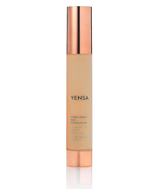 YENSA Super Silk Foundation - Full Coverage, Age-defying complex of Vitamin C, E, Ferulic, and Bakuchiol Oil (Medium 1) 1.0 fl oz-BrightBean Baby