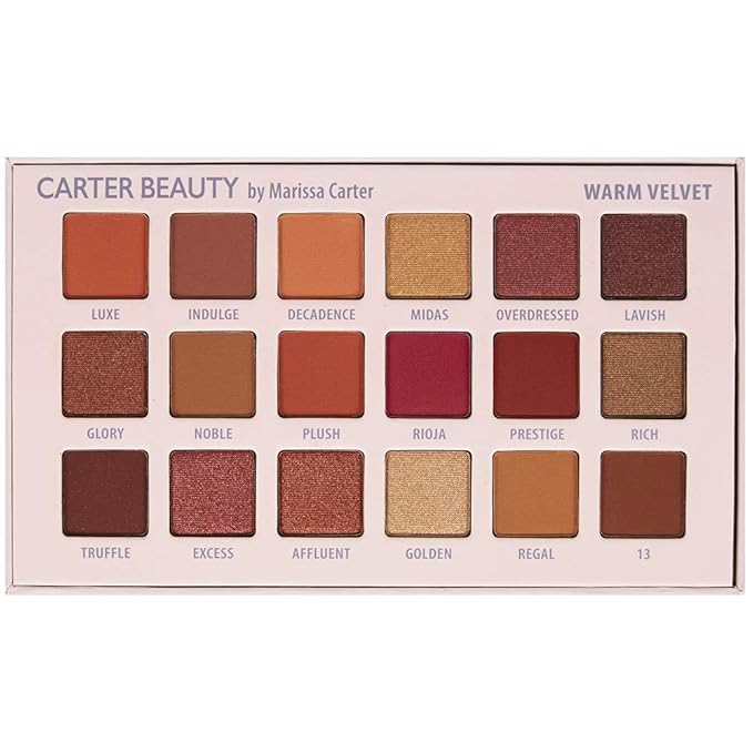 Carter Beauty by Marissa Carter 18 Shade Eyeshadow Palette | Long Lasting Eye Shadow Makeup | Shimmer & Matte Vibrant Colors (Warm Velvet)-BrightBean Baby